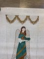 NEW VTG Handpainted Angel Christmas Needlepoint Stocking Canvas Angel Holiday Stocking Harp