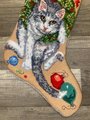 New Christmas Stocking VTG 1993 Bucilla CHRISTMAS KITTY Needlepoint Holiday Decor 60714