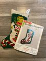 Vintage Christmas Stocking Handmade BUCILLA Snowman Needlepoint Tinted Tapesty Holiday Stocking 60301 Decor 16"