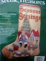 New Christmas Stocking VTG Handmade LINED Finished Needle Treasures Antique PLAYTHINGS Needlepoint 06823
