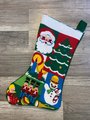 New Christmas Stocking 1970's Vintage HANDMADE Bucilla Painted Needlepoint Stocking 60523 Patchwork Holiday Stocking