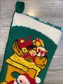 New Vintage Bucilla Painted Christmas Needlepoint Stocking Santa Claus Driving Car 60304 Patchwork Holiday Stocking
