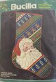 Handmade Christmas Stocking BUCILLA Vintage Finished 1980s Cheerful Santa Holiday Stocking Stockings with Name Decor 60672