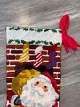 Finished 1970's Vintage Christmas Stocking SUNSET Needlepoint Santa Claus "Santa's Here" Crewel Holiday Decor