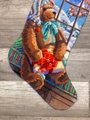 Christmas Stocking NEW VINTAGE Rare FINISHED Bucilla Teddy Bear Needlepoint A Gift for Santa #60776 Finished Bucilla Custom Stocking