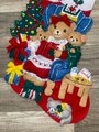 Christmas Stockings, Bucilla Handmade TEDDY FAMILY CHRISTMAS 83198 Finished Bucilla Kit, Wall Door, Holiday Decor, Personalized Gift