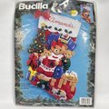 Christmas Stockings, Bucilla Handmade TEDDY FAMILY CHRISTMAS 83198 Finished Bucilla Kit, Wall Door, Holiday Decor, Personalized Gift