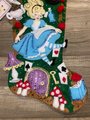 Bucilla Christmas Stockings Handmade Christmas in Wonderland Embroidered Stocking Christmas Gift Fireplace Mantle Wall Door Decoration