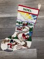 Christmas Stocking SUNSET  1978 Vintage Crewel Needlepoint Snowman at Dawn Barbara Jennings Holiday Decor