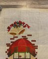 New Christmas Stocking Canvas Vintage STRICTLY CHRISTMAS Boy in Window Handpainted Holiday Stocking