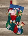 Family Christmas Stocking, FINISHED Bucilla Kit, Handmade Vintage Santa Golfing Stocking Holiday Stocking, Wall Decor, Personalized Stocking