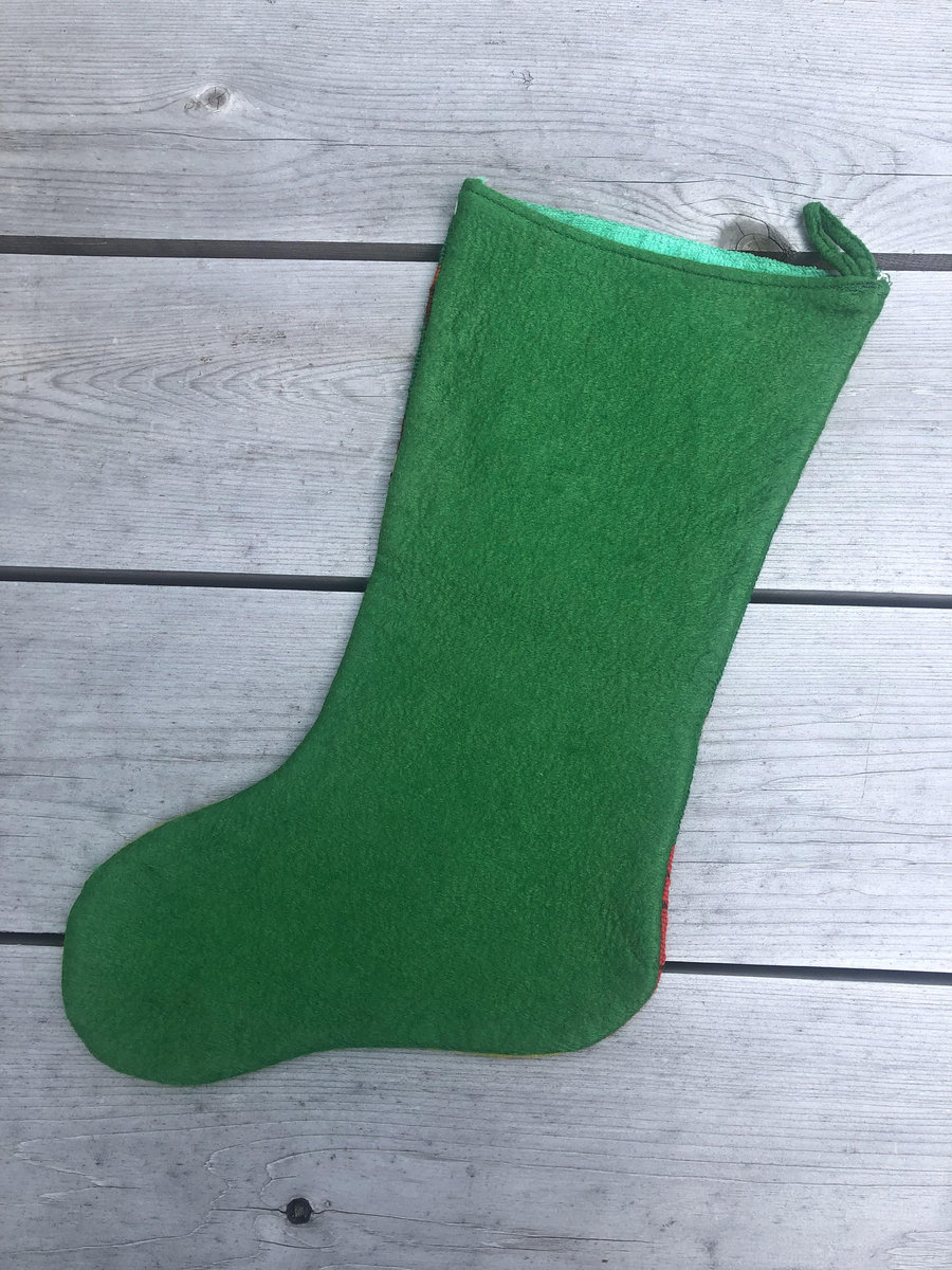 Christmas Stocking Vintage 1970's Bucilla "PAINTED" Needlepoint Santa Claus Stocking Holiday Stocking Personalized Stocking