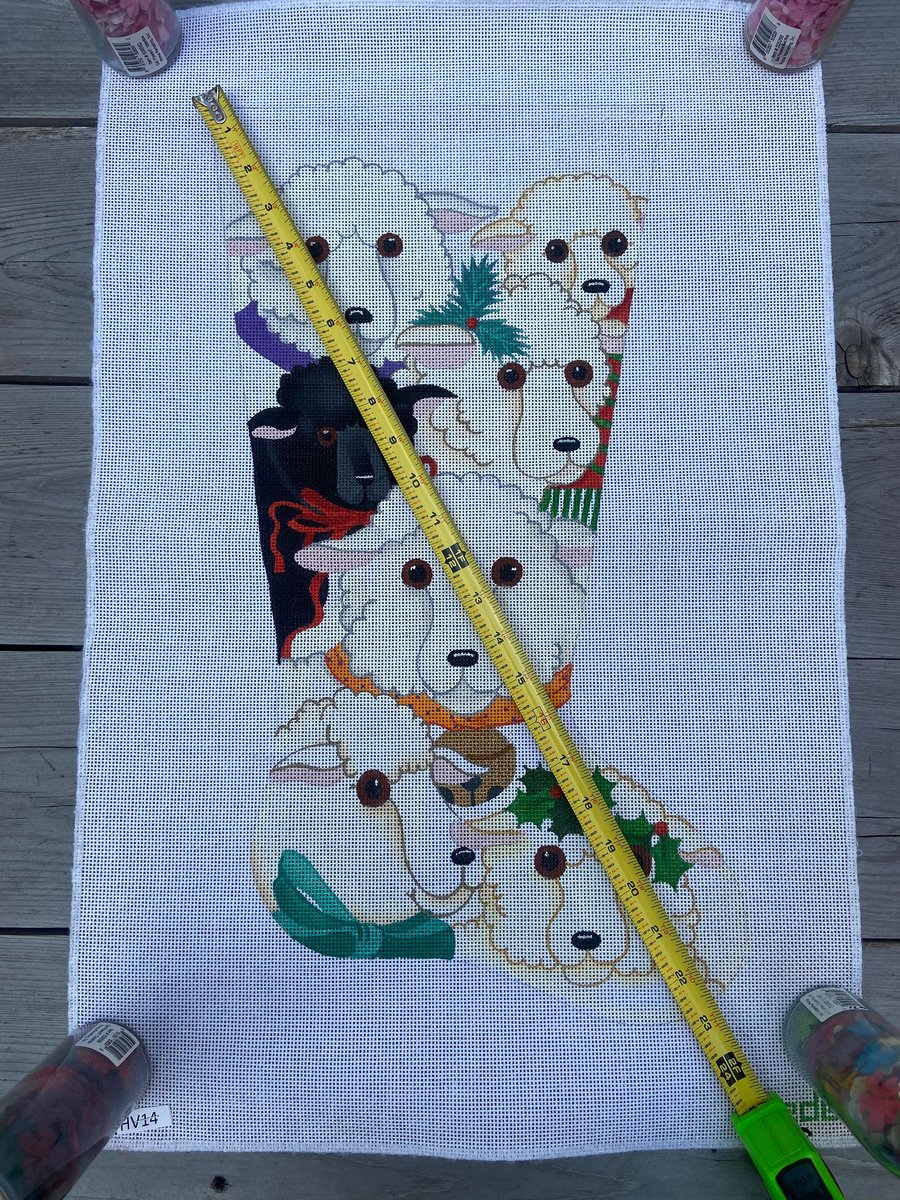 NEW Vintage Rare DEDE OGDEN Handpainted Needlepoint Christmas Stocking Canvas Baa Baa Black Sheep 853