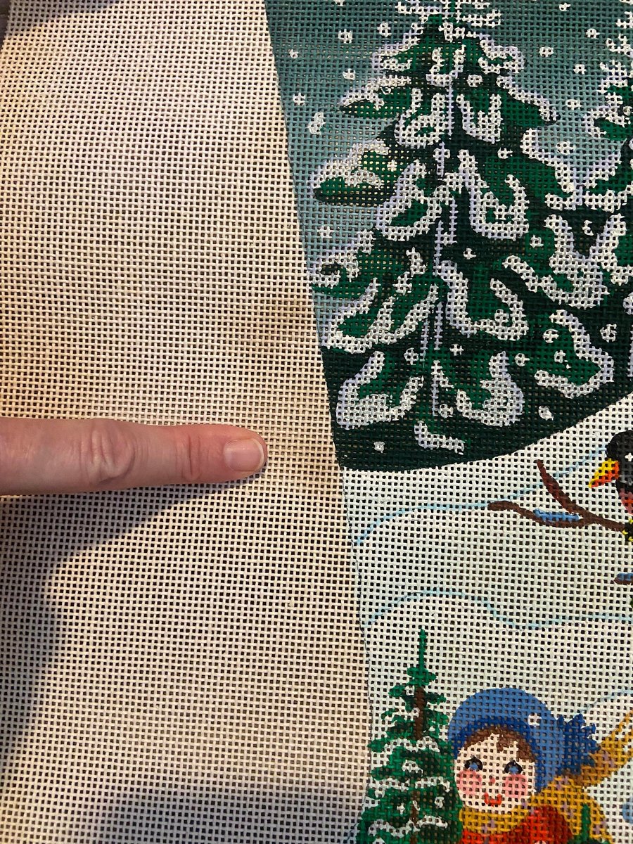 New Vintage AGA Designs CHILDREN SLEDDING Needlepoint Christmas Stocking Canvas 209 Bird Holiday Stocking *Read*