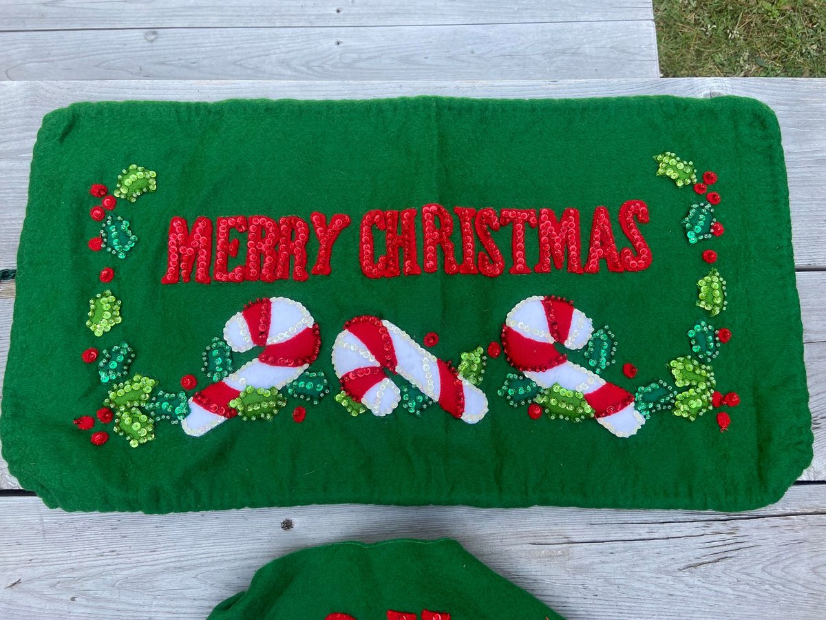 New Vintage Finished Bucilla Handmade HO HO HO Santa Toilet Tank Seat Christmas Bathroom Set 83268 Toilet Set Christmas Holiday Decor