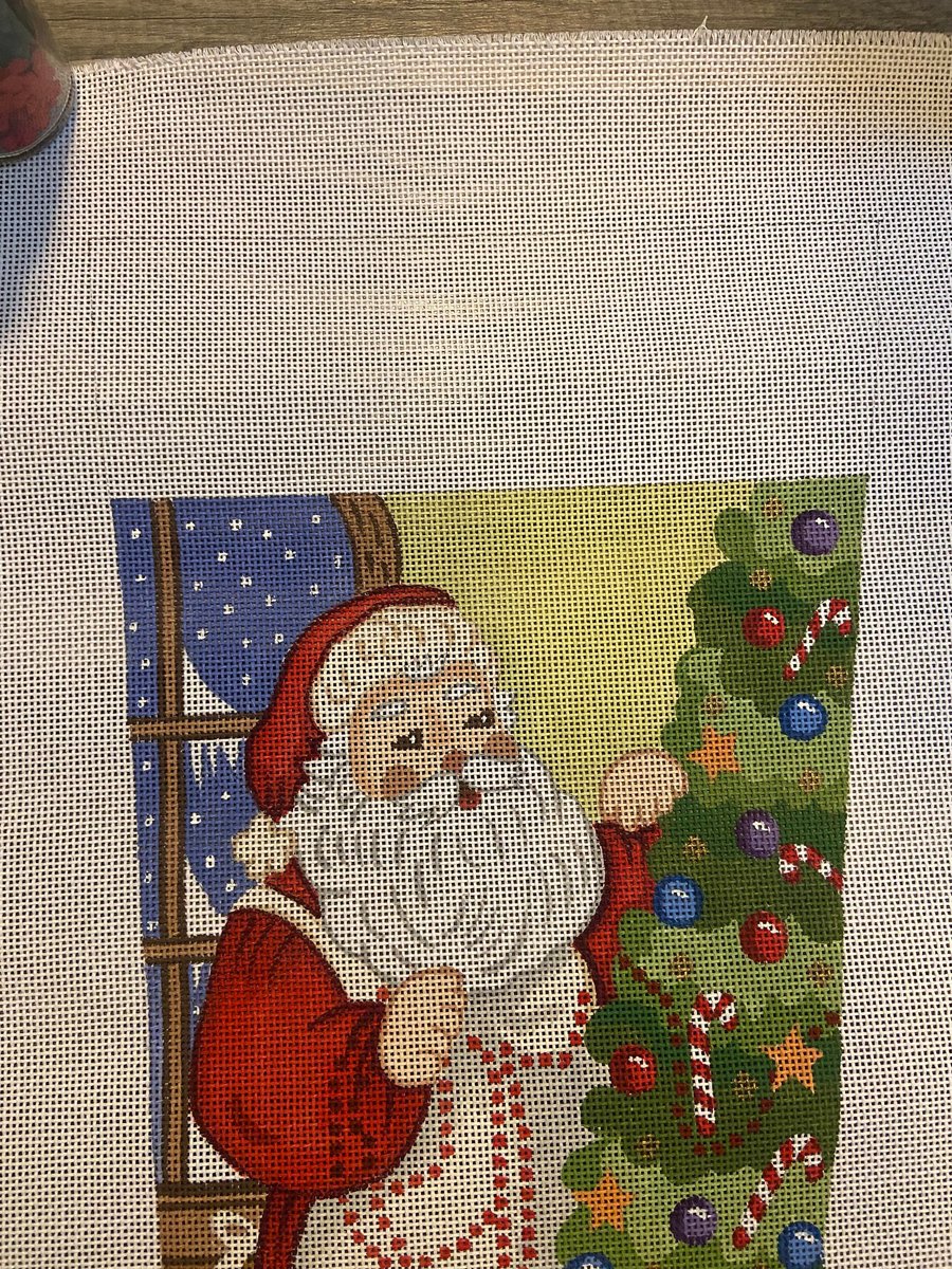 New Vintage ALEXA Santa Claus Cat Christmas Tree Decorating 7200 Stocking Handpainted Needlepoint Holiday Canvas Embroidery