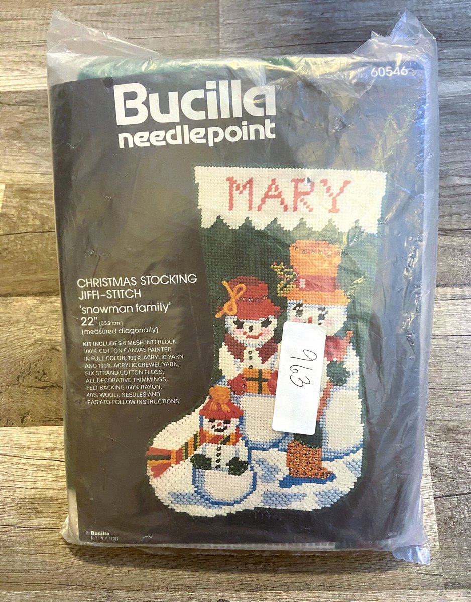 New Vintage Bucilla SNOWMAN FAMILY Needlepoint Stocking Kit 60546 Christmas Stocking Kit Holiday Decor *READ*