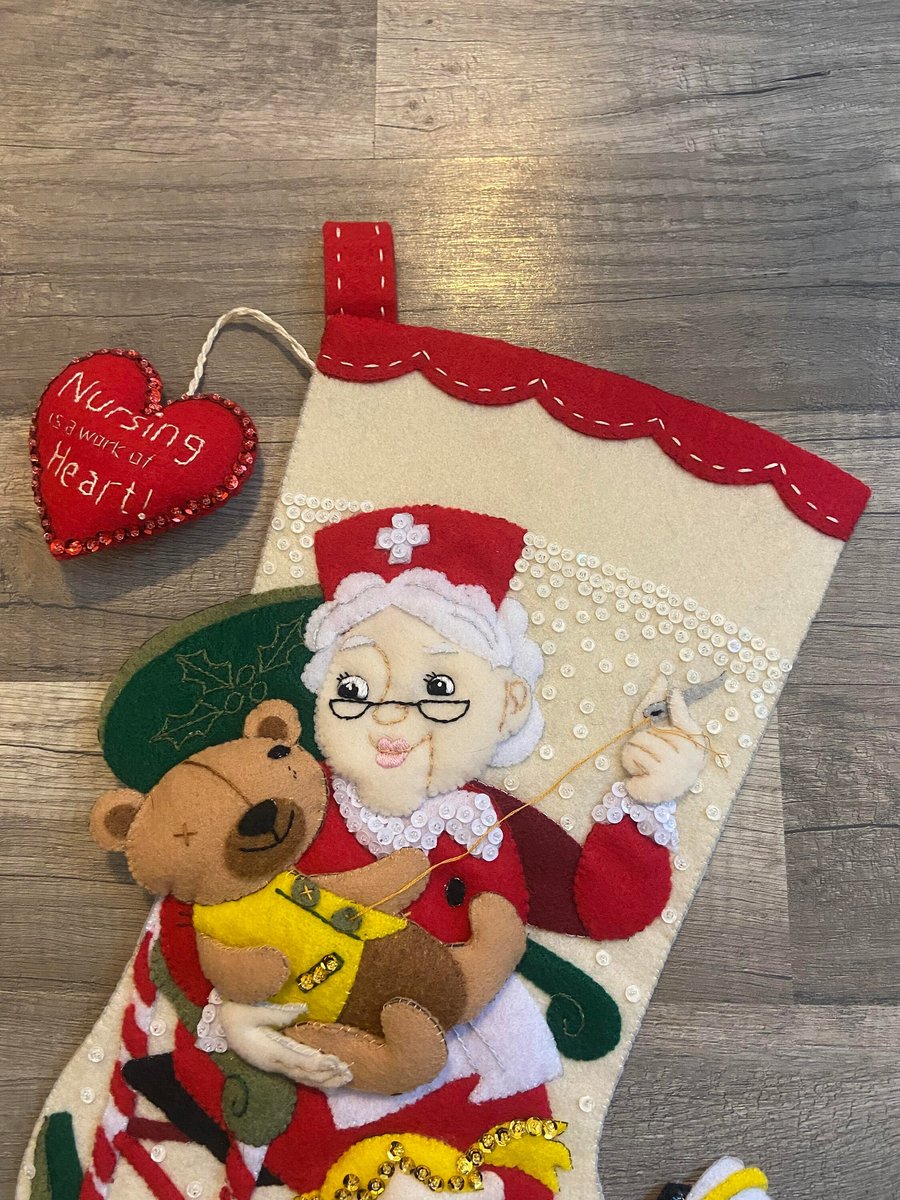 Custom Christmas Stocking | Merry Stockings | North Pole Nurse Mrs. Santa Claus | Stockings Wtih Name | Custom Stockings | Family Stockings