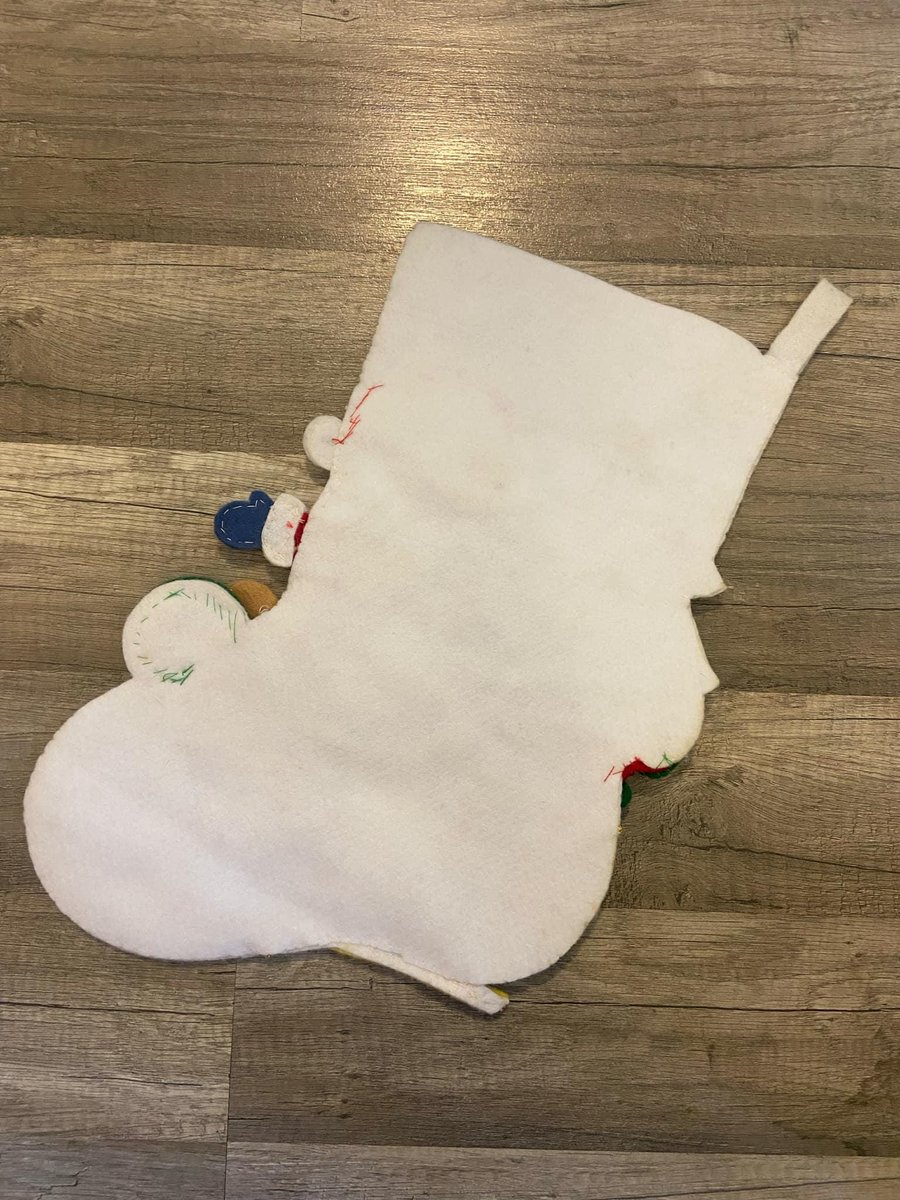 VINTAGE Bucilla Christmas Stocking SANTA'S SLEIGH 33186 16.5in Toys Tree Ho Ho Ho Santa Holiday Stocking