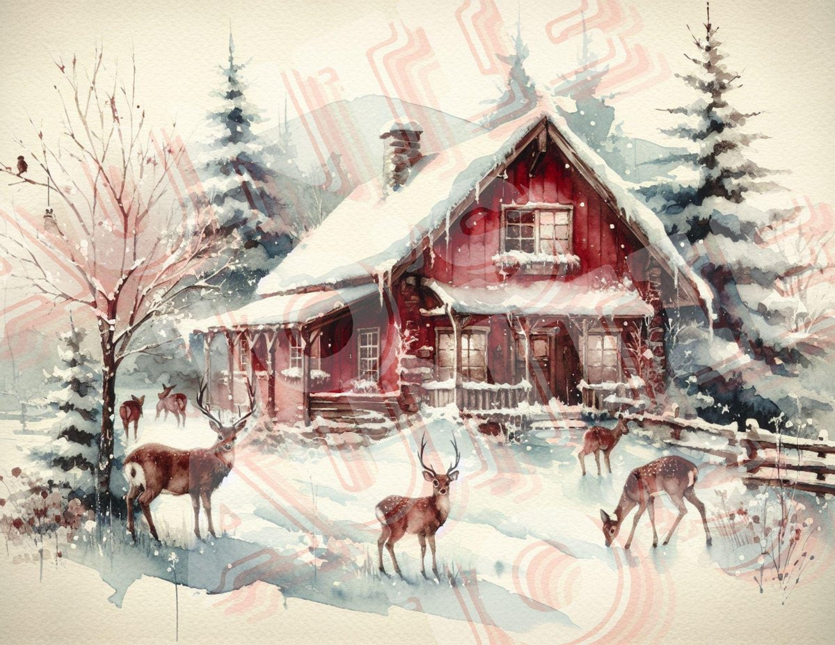 Christmas Printable Pages, Deer, Farm Rustic Vintage Holidays, Junk Journals, Vintage Scrapbooks, Digital Junk Journal, PNG & PDF Files