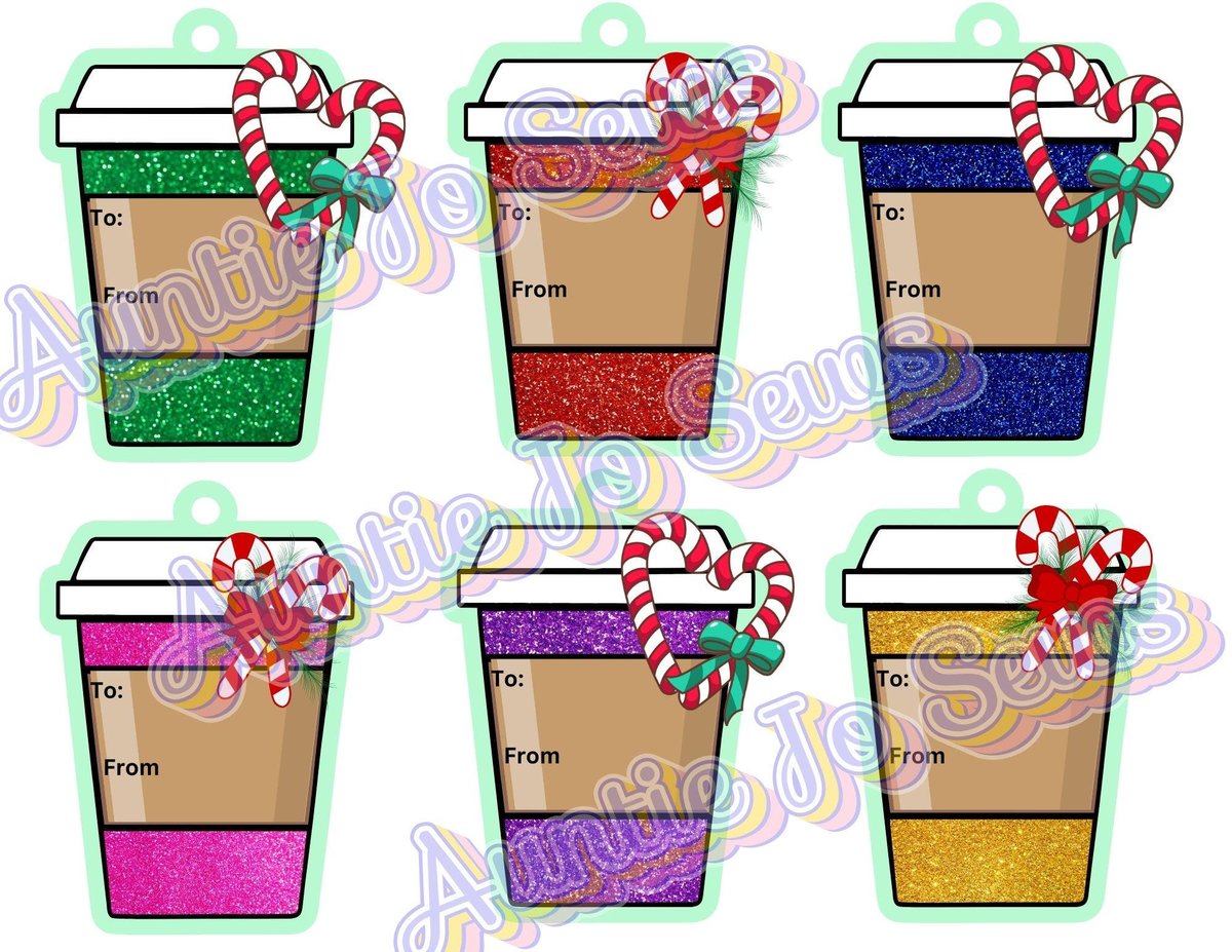 Printable Christmas Gift Tags, Holiday Tags, Christmas Tags, Coffee Cup Printables, Glitter Tags, Holiday Gift Tags, Instant Download