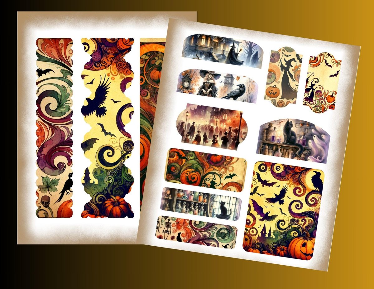 Halloween Junk Journal Kit, Vintage Halloween Junk Journal Pages, Halloween Printables, Digital Download, Tags, Autumn, Ephemera