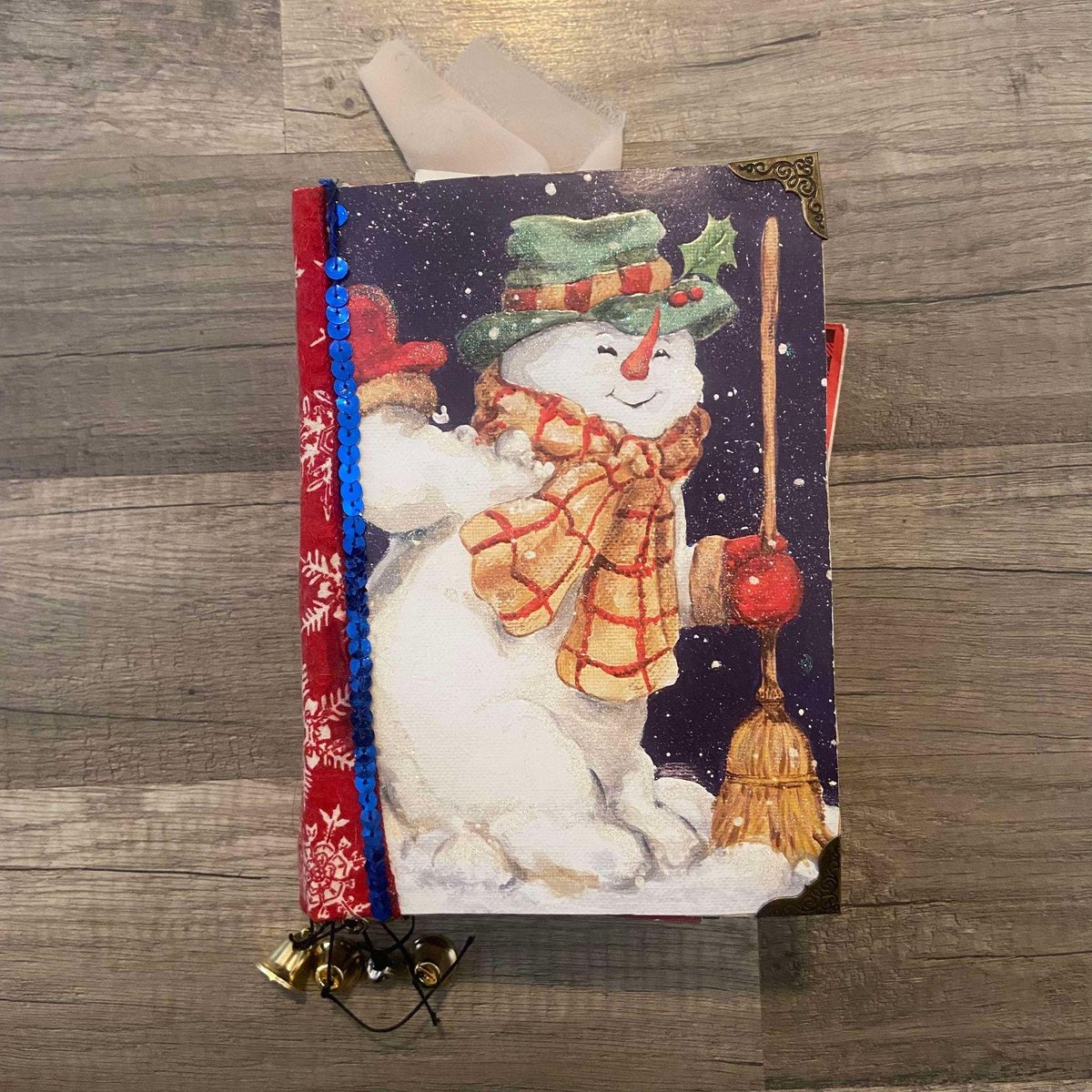 Christmas Junk Journal, Holiday Junk Journal, Handmade Journal, Gift Journal, Writing Journal, Made in USA, Snowman Journal
